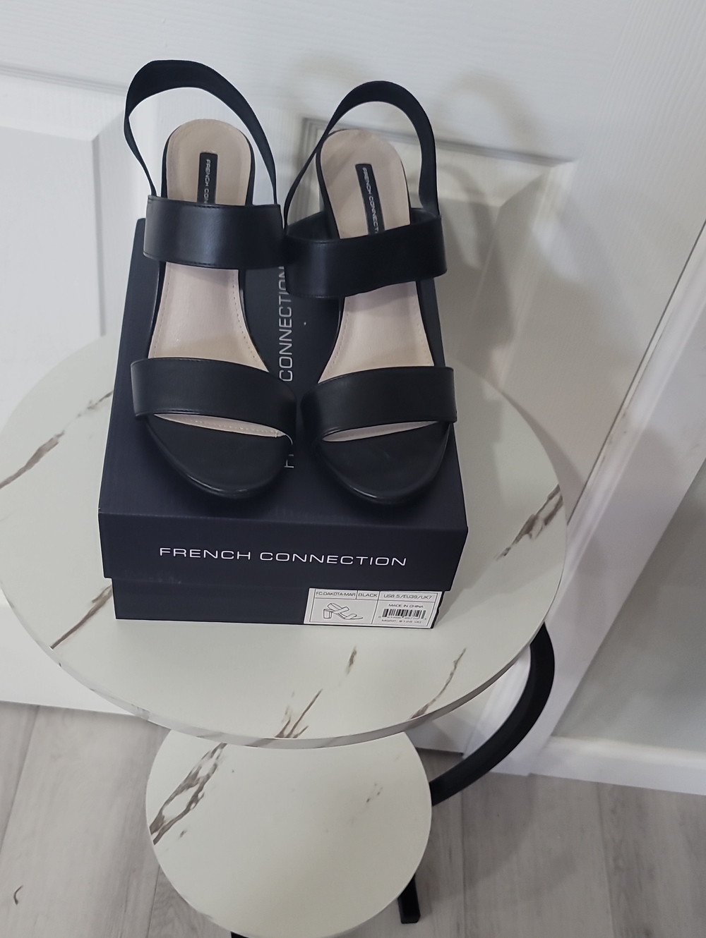 French Connection Black Open-Toe Slingback Heels